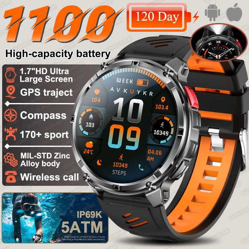 T-rex3 pro smartwatch | bateria 1100mah, gps, wodoodporny 5atm, wojskowy standard