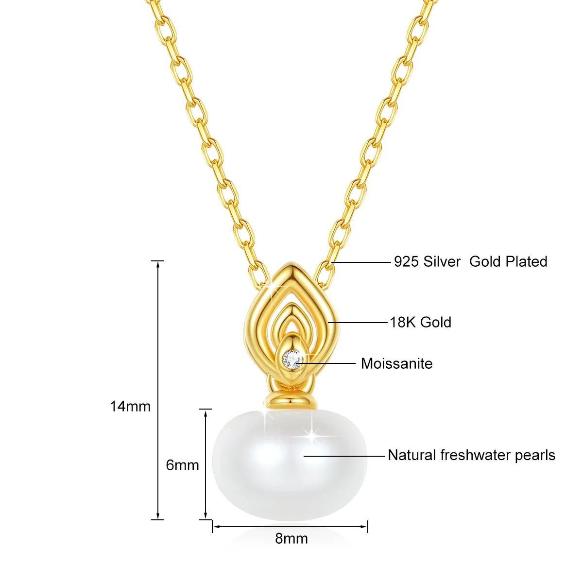 Luxury 18K Gold Pearl & Moissanite Necklace | Vabena Fine Jewelry