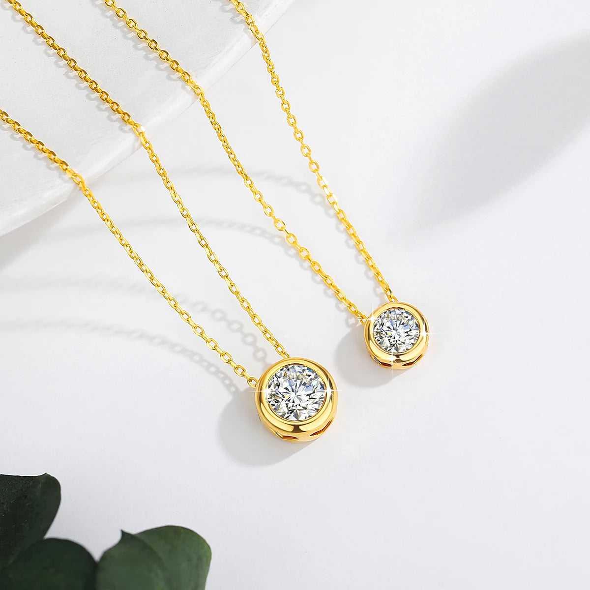 18k Gold Pink Moissanite & Diamond Pendant Necklace