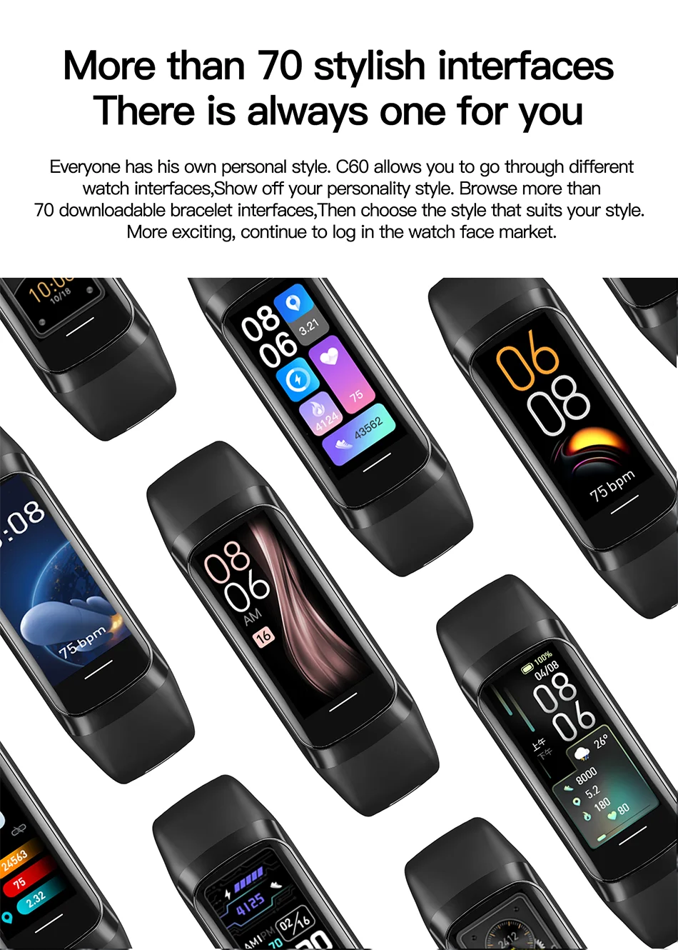 Zegarek smartwatch lige amoled - monitor tętna i aktywności fizycznej