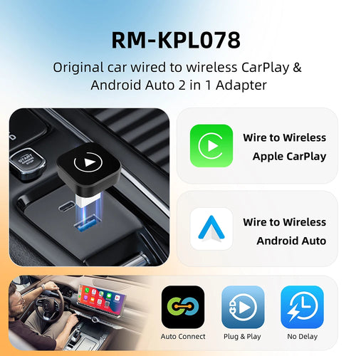 Adapter 2w1 bezprzewodowy carplay i android auto | inteligentny box ai do samochodów