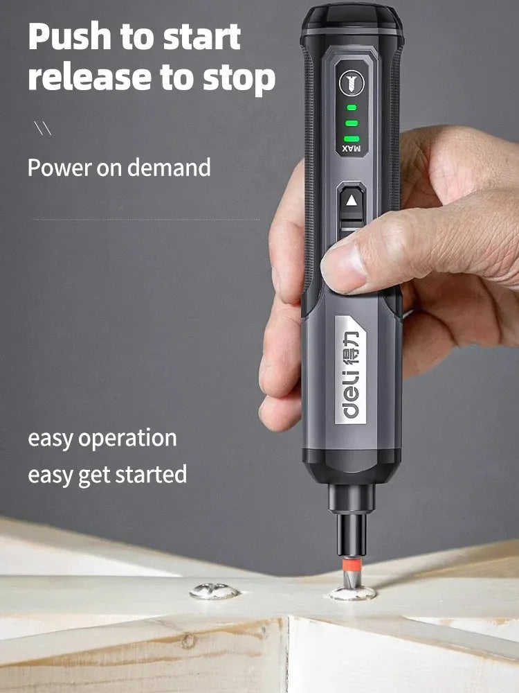 Deli Mini Electric Screwdriver Set - USB Rechargeable 2000mAh