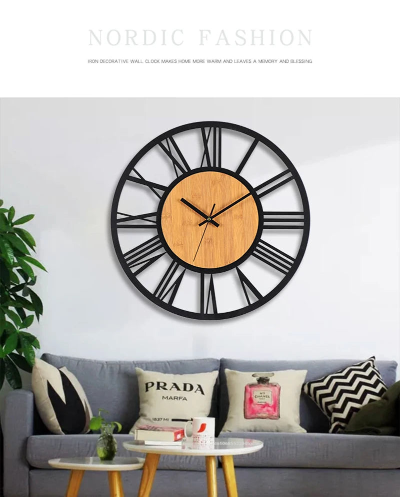 Large Nordic Retro 3D Wall Clock | Roman Numerals Decor