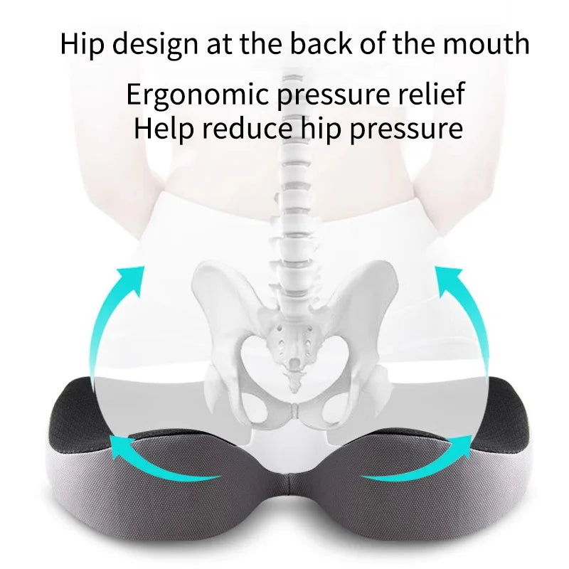 Orthopedic Memory Foam Seat Cushion for Tailbone, Sciatica & Prostate Relief | Non-Slip Pad