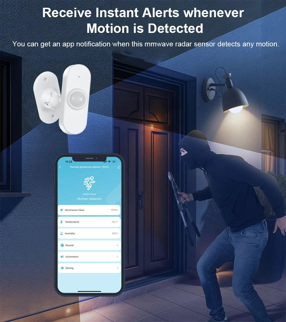 Haozee 24G mm Wave Presence Sensor for Smart Home Security