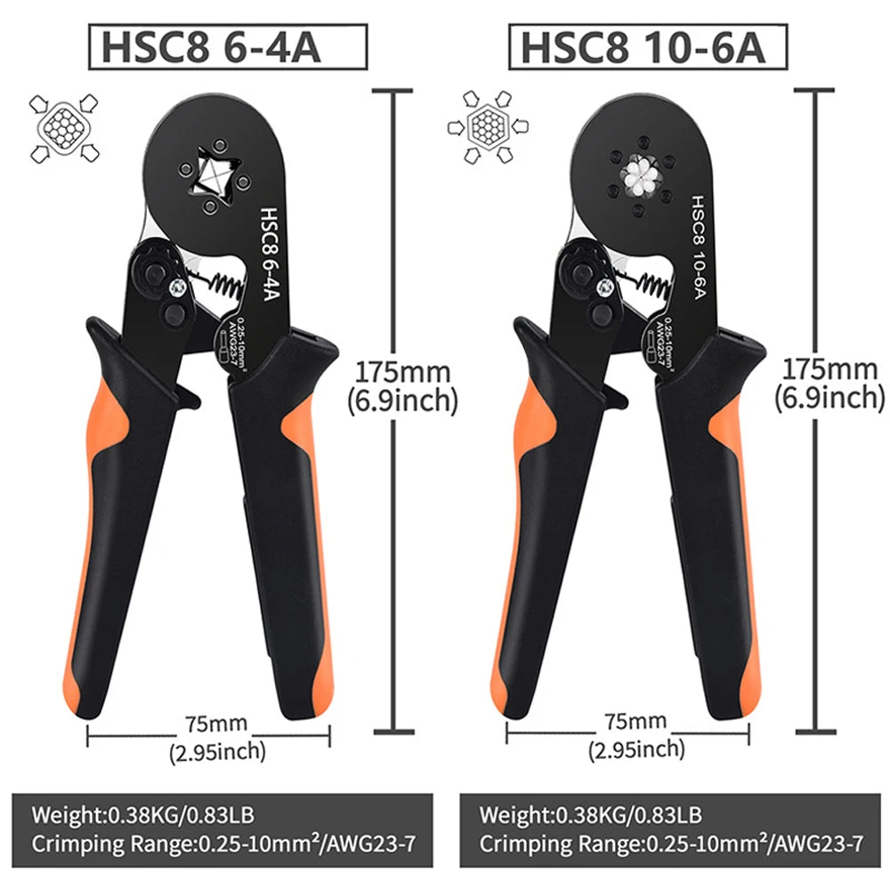 Hexagonal Self-Adjustable Ratchet Ferrule Crimping Tool Kit 23-7AWG | Precision Electrical Connectors