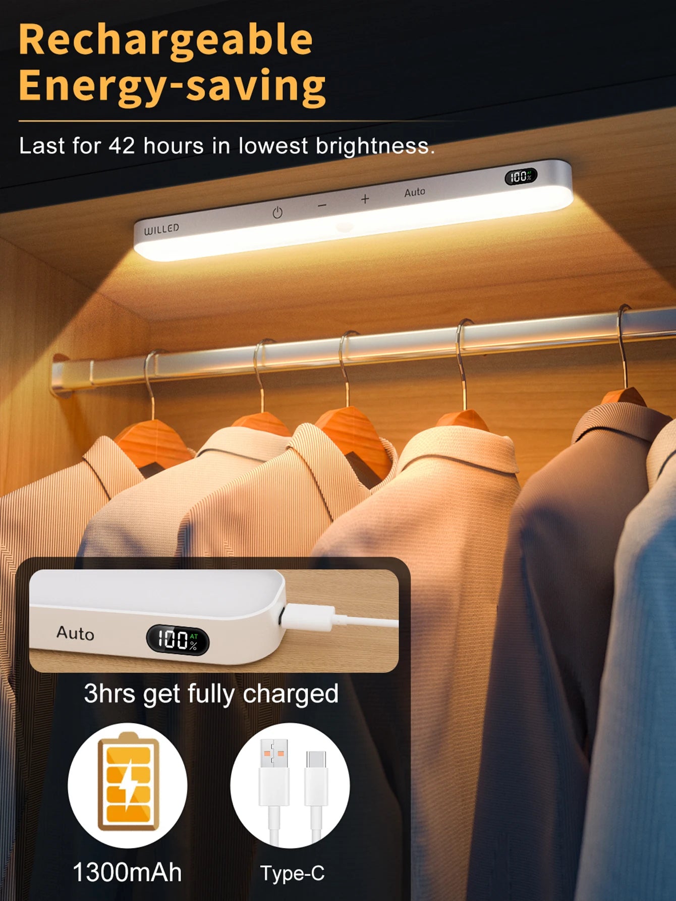 WILLED Wireless LED Motion Sensor Cabinet Light - Warm Glow