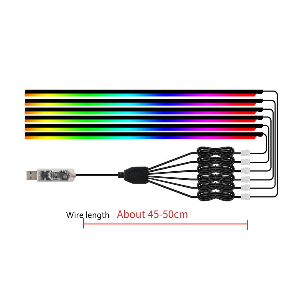 Paski led rgb akrylowe 10-w-1 do samochodu - sterowanie aplikacją i pilotem