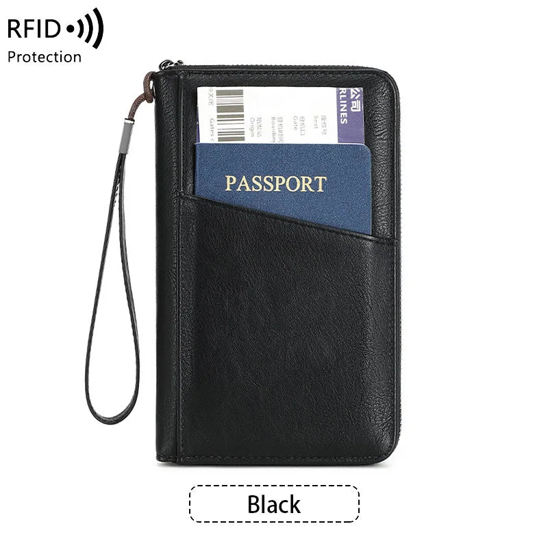 Wielofunkcyjny portfel podróżny z klipsem na paszport i karty – blokada rfid