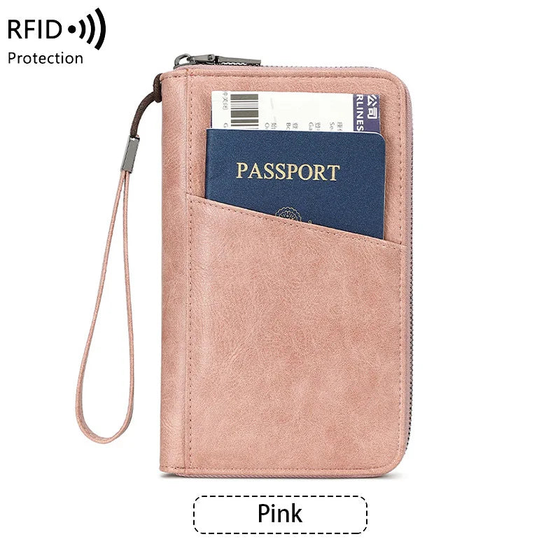 Wielofunkcyjny portfel podróżny z klipsem na paszport i karty – blokada rfid