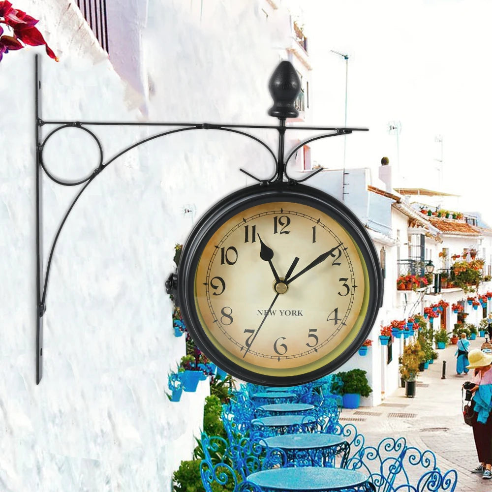 Retro Double-Sided Wall Clock | Vintage Home & Office Decor