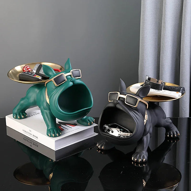 Charming Bulldog Figurine Key Storage - 30cm Resin Dog Statue Home Decor