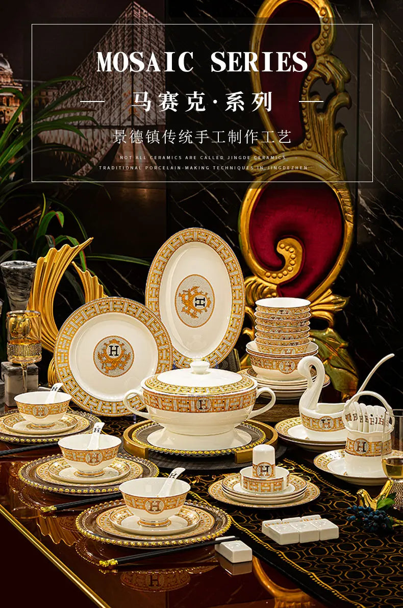 Vabena Luxury Bone China Dinnerware Set - Elegant Dining