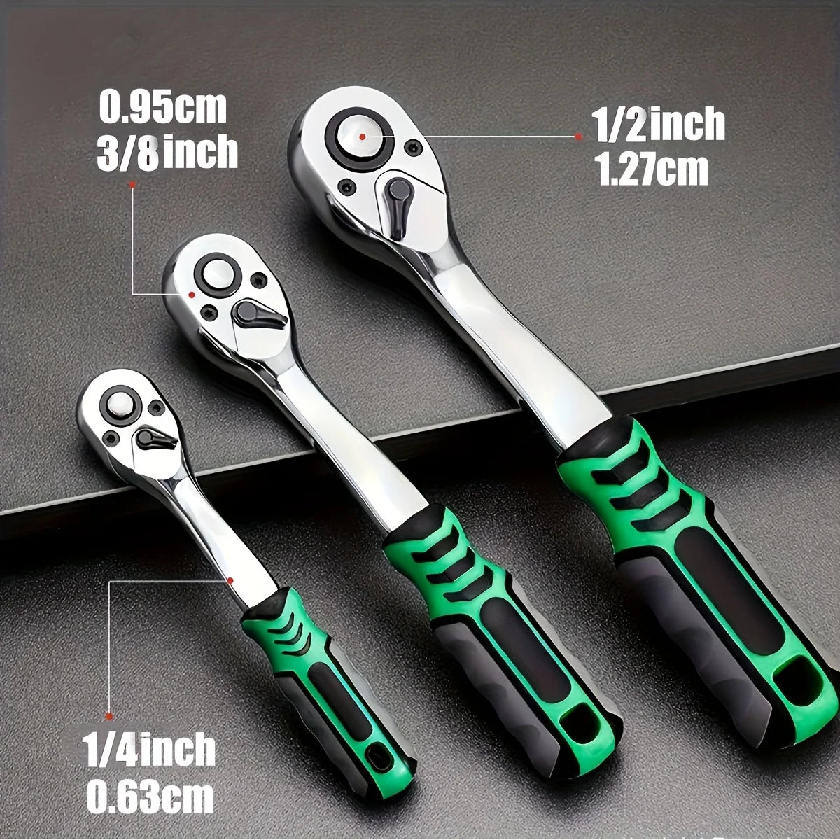 Zestaw kluczy nasadowych 1/4"-3/8"-1/2" z grzechotkami 72-zębnymi do napraw samochodowych