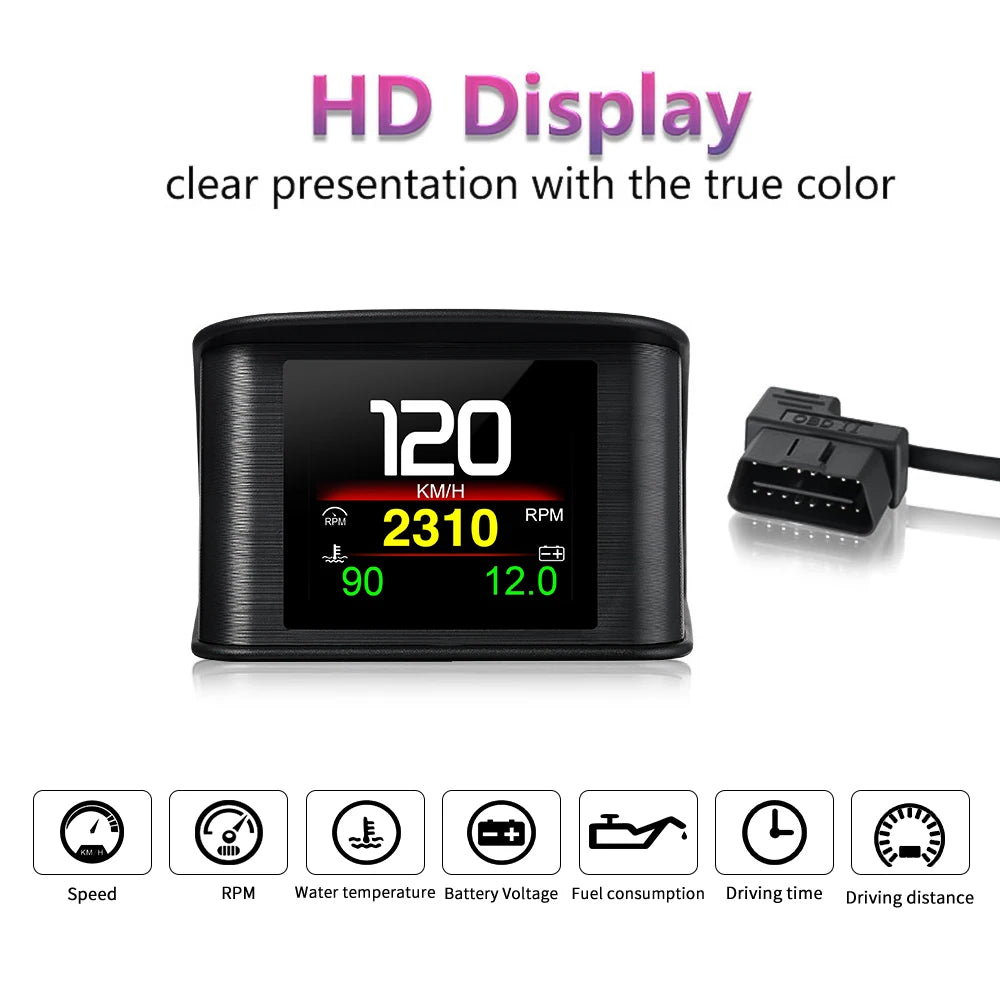 P10 pro wyświetlacz hud obd2 - inteligentny licznik cyfrowy prędkościomierz