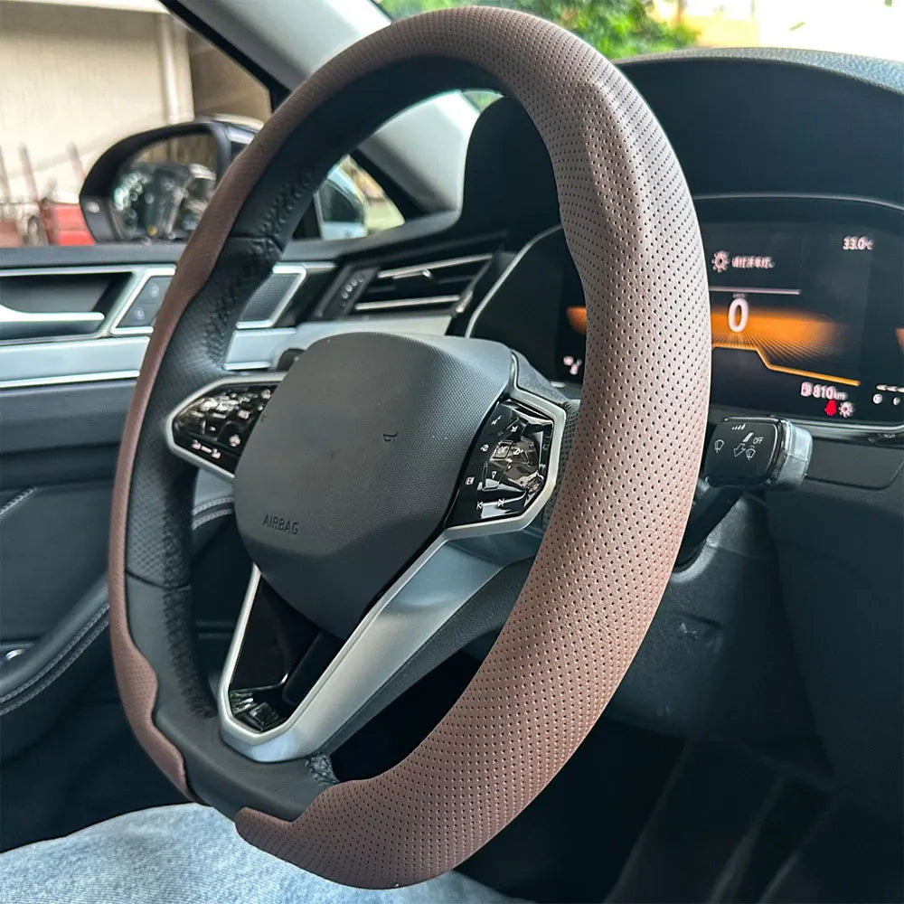 Uniwersalna antypoślizgowa skórzana osłona kierownicy 36-38cm