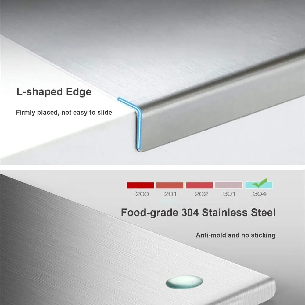 Food Grade Stainless Steel Chopping Board 304 - Non-Slip Kitchen Cutting Board