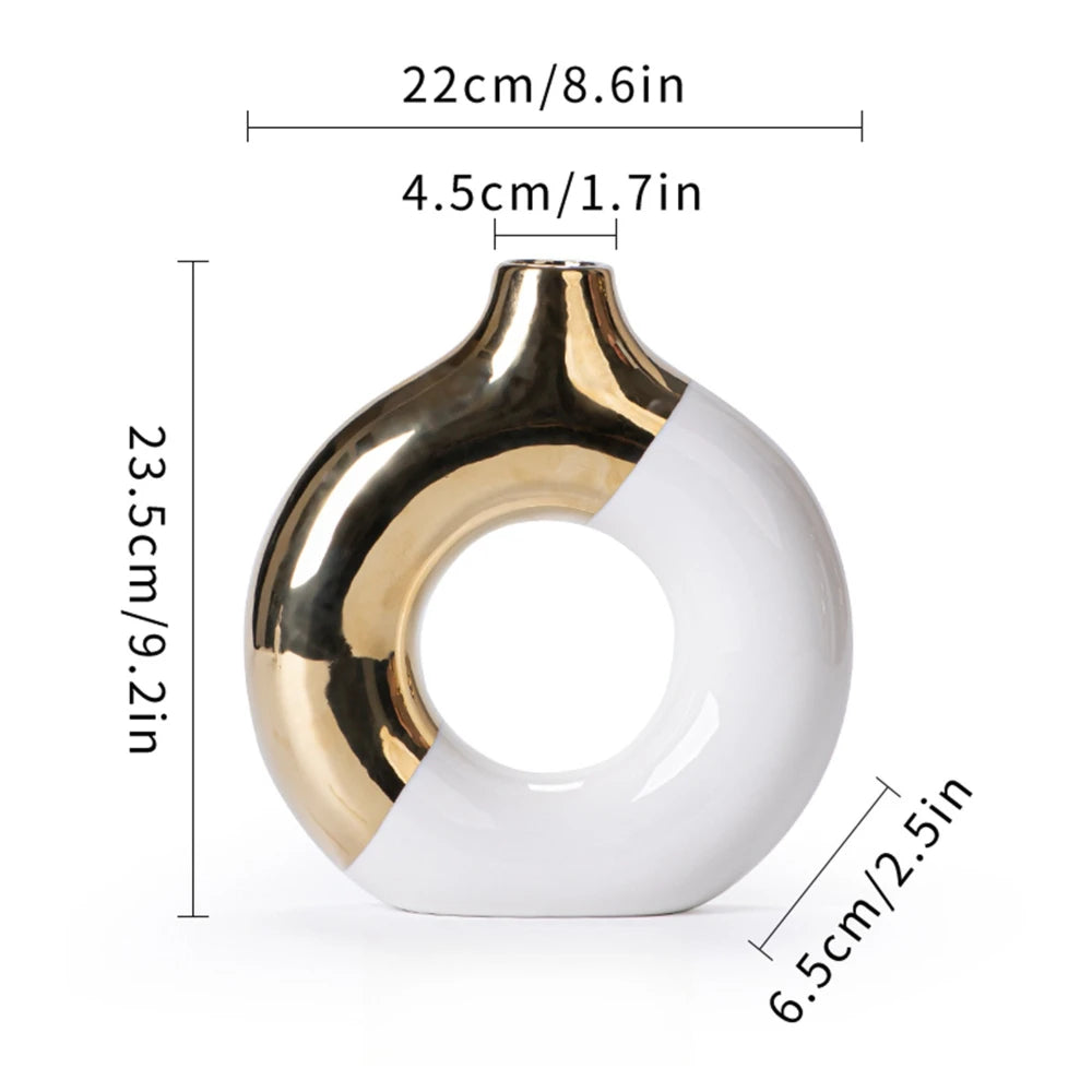 Light Luxury Gold Ceramic Vase | Modern Home Decor & Wedding Gift