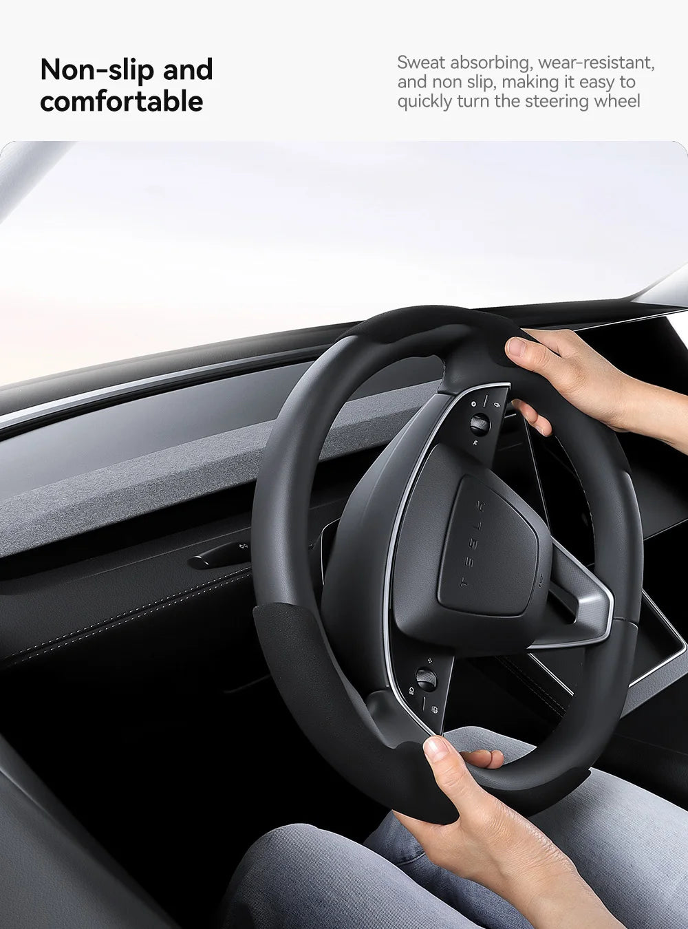 Pokrowiec na kierownicę tesla model 3/y highland juniper z włókna węglowego