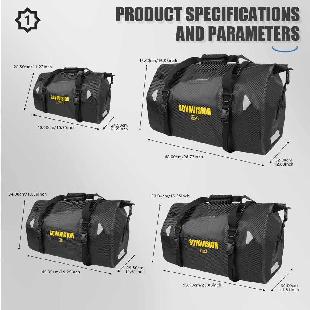 Wodoodporna torba motocyklowa na bagaż | suchy plecak rolowany | 20l, 40l, 66l