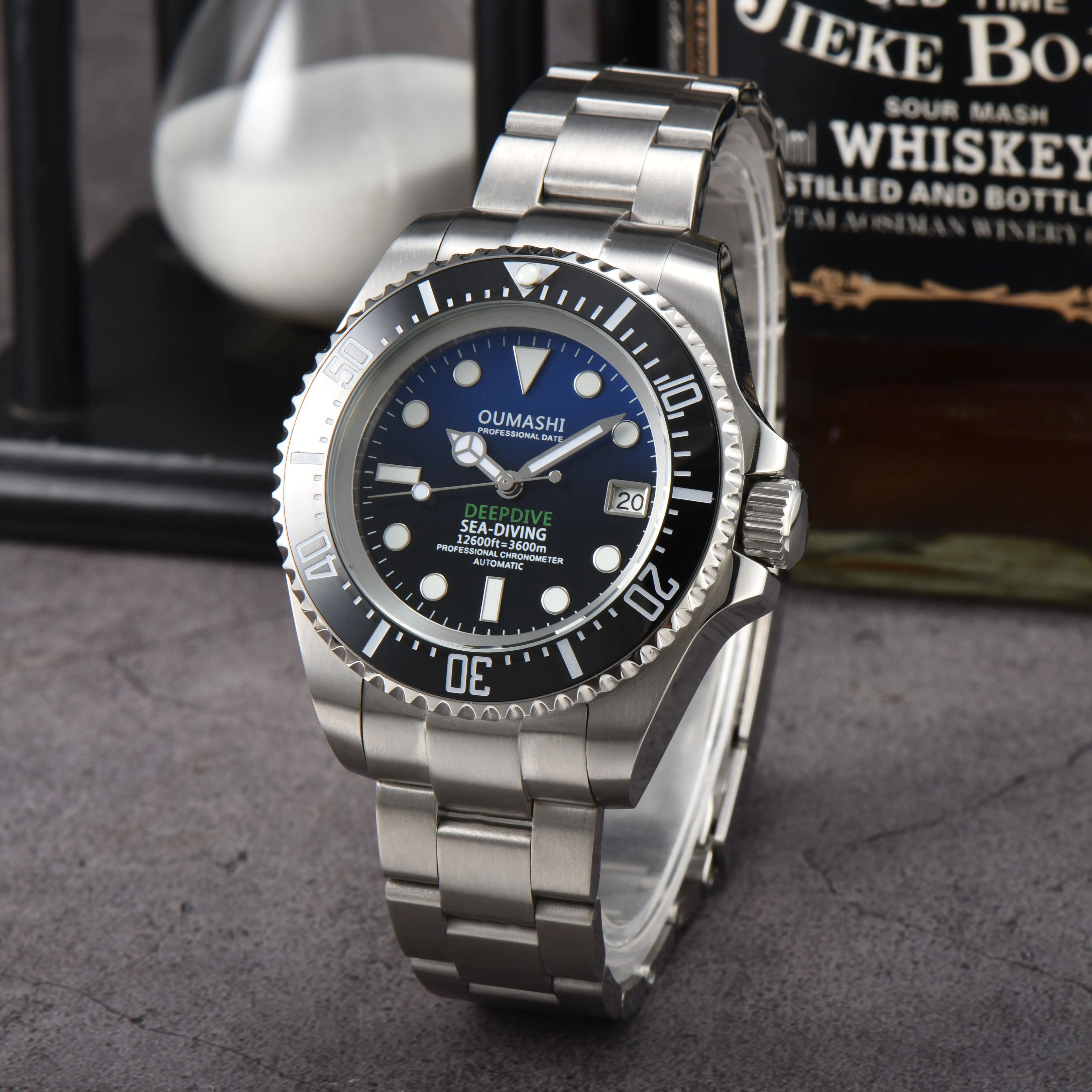 Męski 44mm zegarek automatyczny mechaniczny deep sea