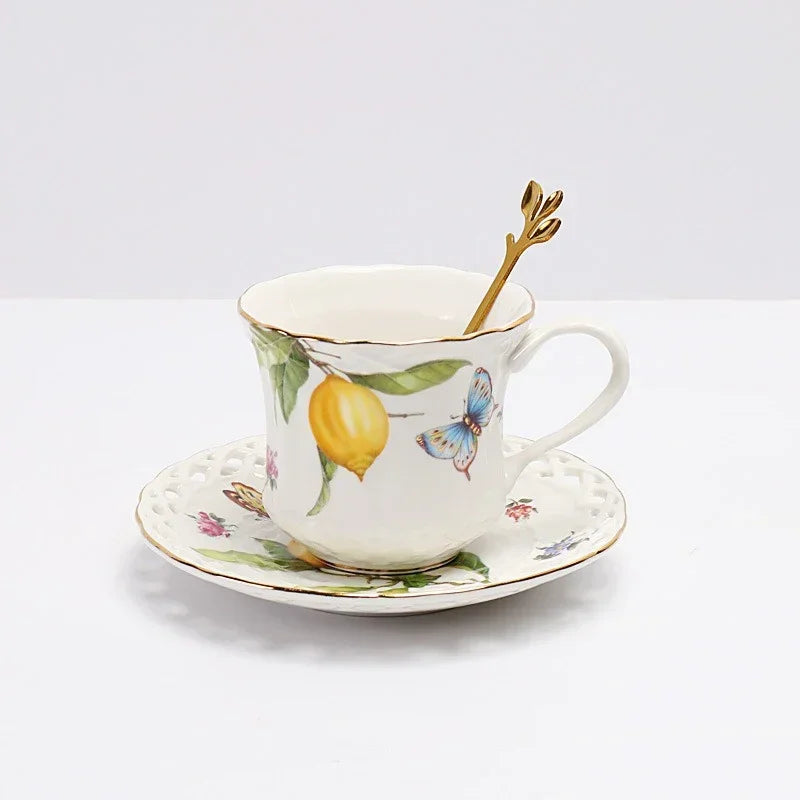Elegant Lemon Ceramic Dining Set & Coffee Cups - Premium Dinnerware