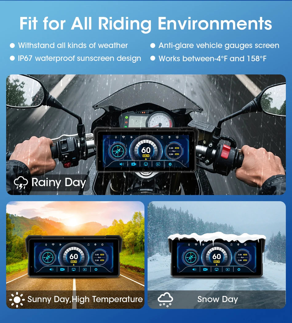 Monitor motocyklowy jansite 8.1" 4k z rejestratorem dvr, carplay i gps