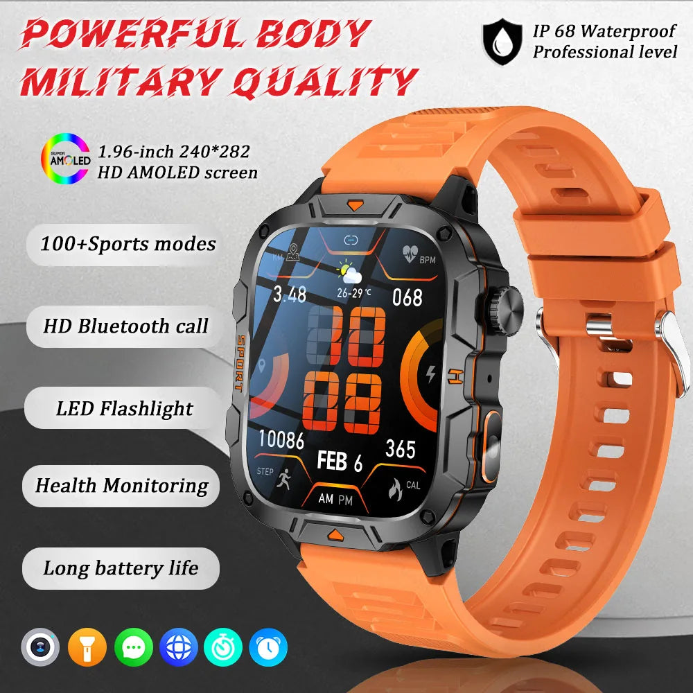 Wojskowy smartwatch dla mężczyzn | wyświetlacz amoled | taktyczny zegarek 5atm