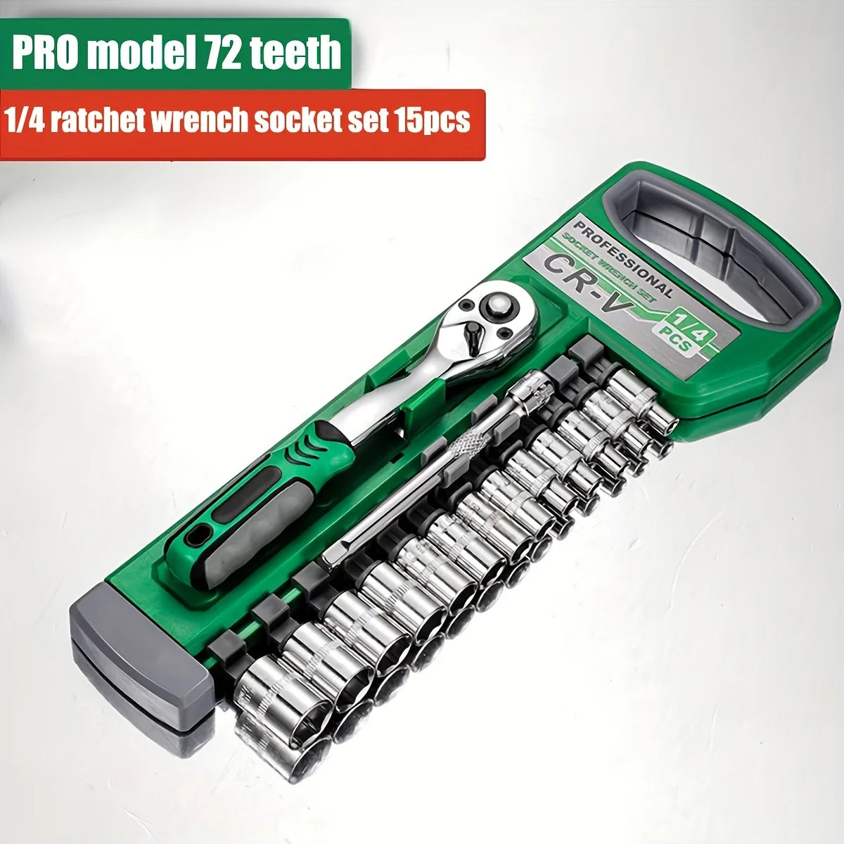 Zestaw kluczy nasadowych 1/4"-3/8"-1/2" z grzechotkami 72-zębnymi do napraw samochodowych