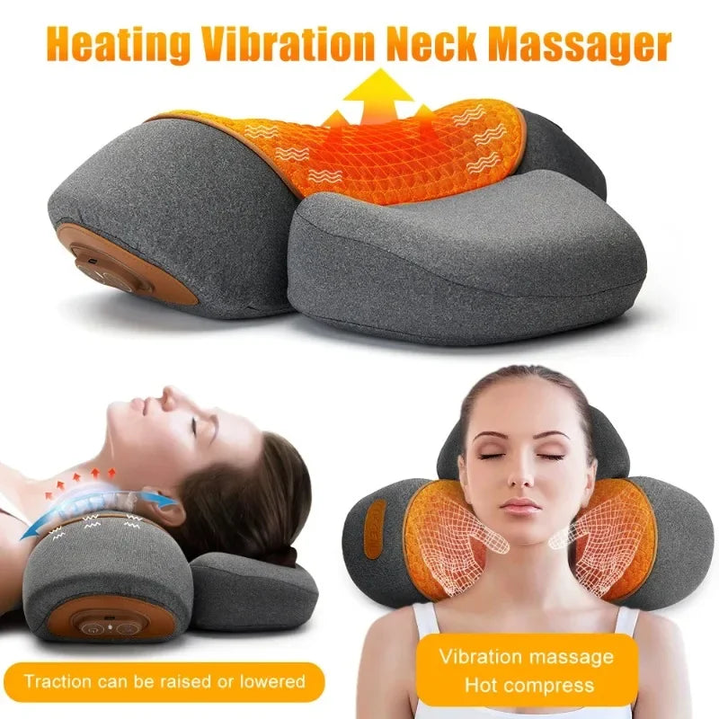 Electric Neck Massager Pillow with Heat & Traction | Cervical Pain Relief