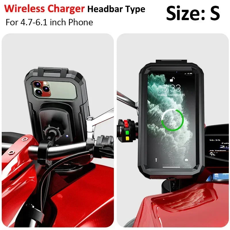 Uchwyt na telefon z ładowarką bezprzewodową do motocykla - szybkie ładowanie qc 3.0
