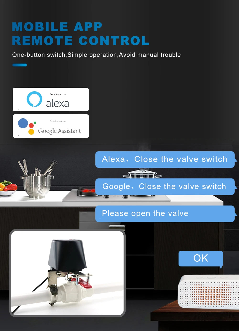Inteligentny robot do zaworów gazu i wody | automatyczna ochrona przed wyciekami