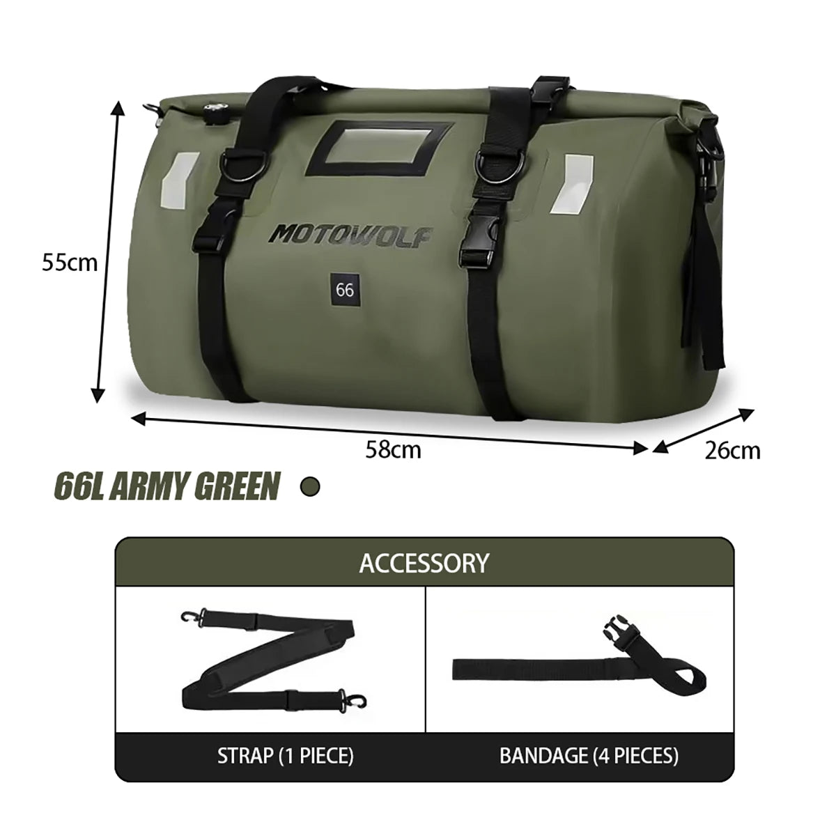 Wodoodporna torba motocyklowa na bagaż | suchy plecak rolowany | 20l, 40l, 66l