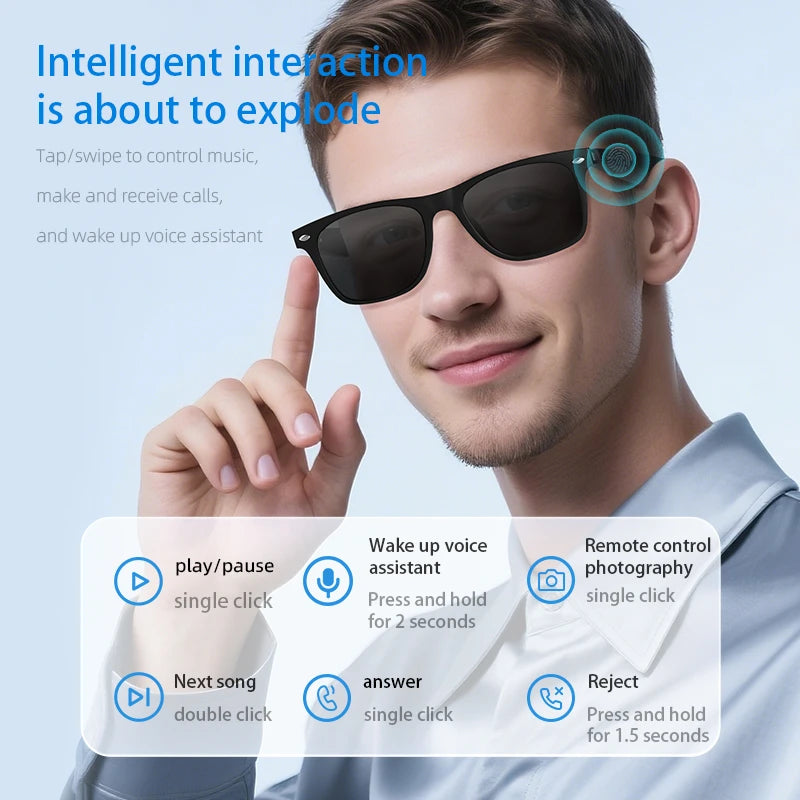 Modowe okulary inteligentne vivo | wodoodporne audio bluetooth i połączenia
