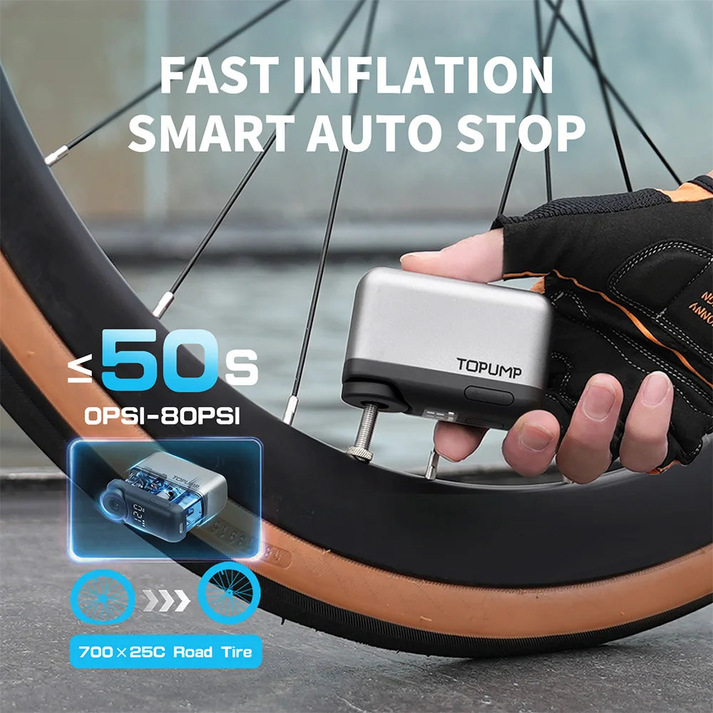 Topump tb2 pro mini elektryczna pompka rowerowa - przenośny kompresor
