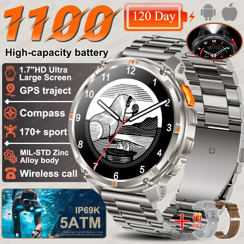 T-rex3 pro smartwatch | bateria 1100mah, gps, wodoodporny 5atm, wojskowy standard