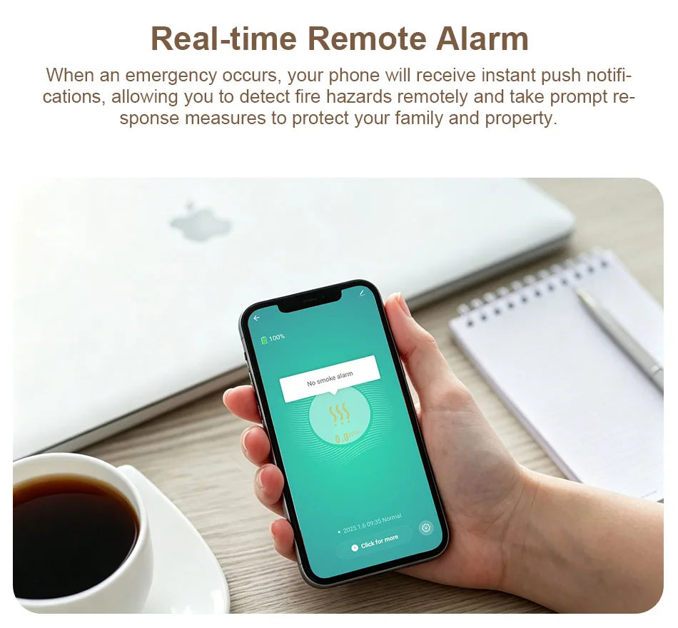 Inteligentny czujnik dymu zigbee wifi do bezpieczeństwa domu tuya smart life
