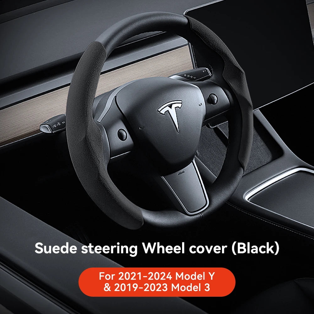 Pokrowiec na kierownicę tesla model 3/y highland juniper z włókna węglowego