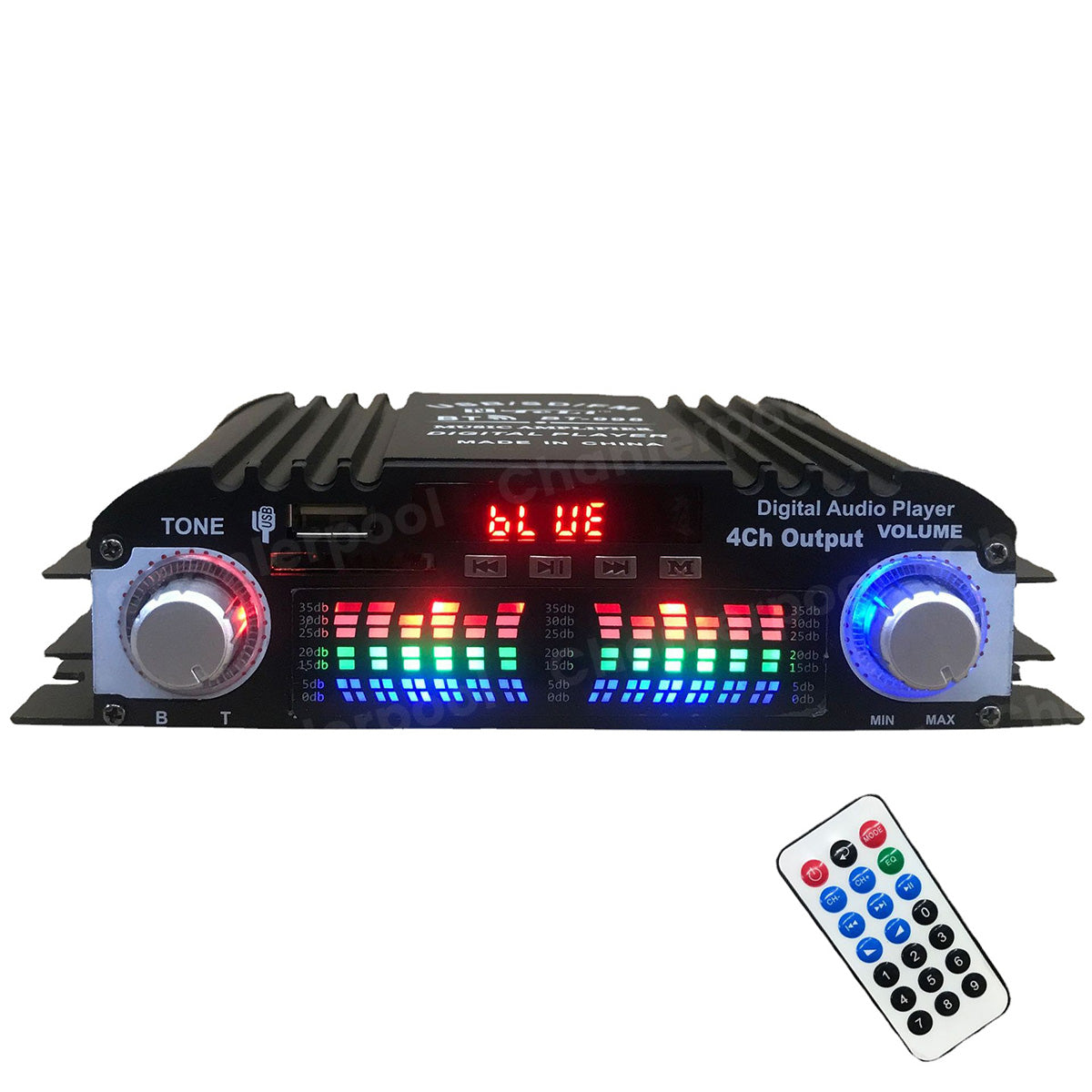 Wzmacniacz dźwięku hi-fi 1600w peak, 4-kanałowy cyfrowy, z bluetooth, karaoke i radiem fm, obsługa pilotem