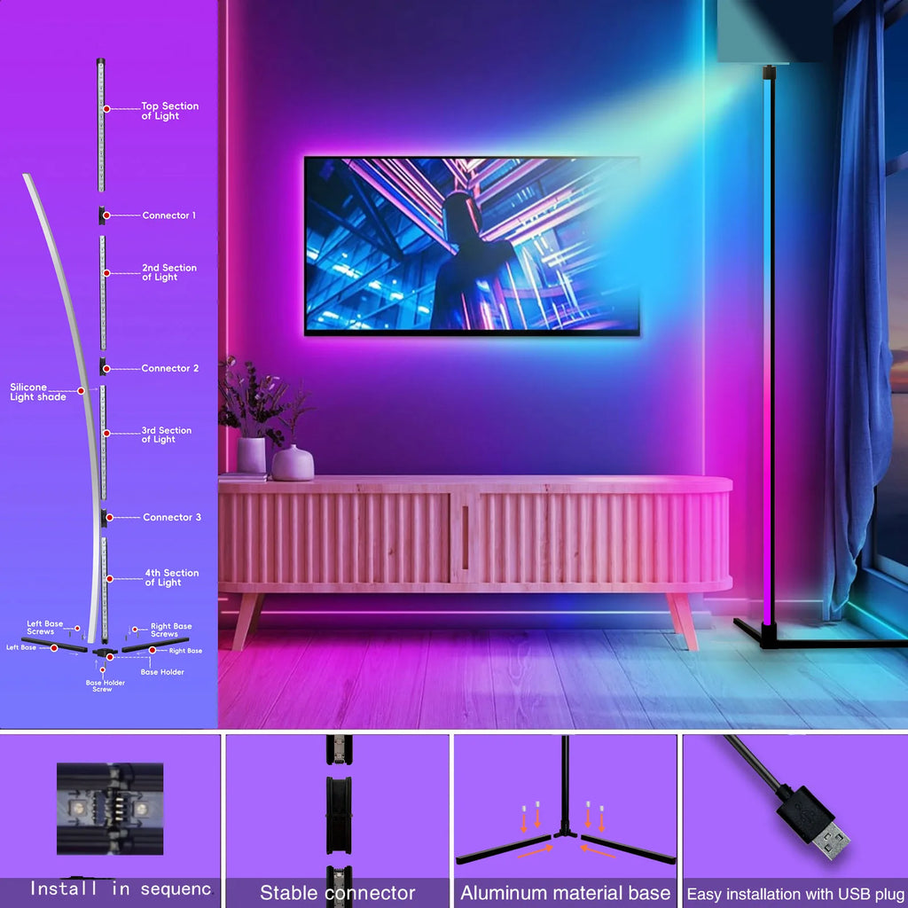 Lampa podłogowa homefish rgb z synchronizacją muzyki - inteligentne oświetlenie led