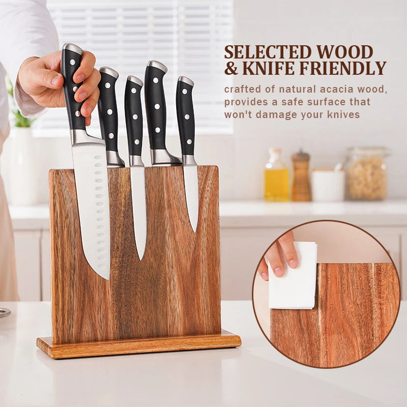 Premium Acacia Magnetic Knife Block - Organize & Display
