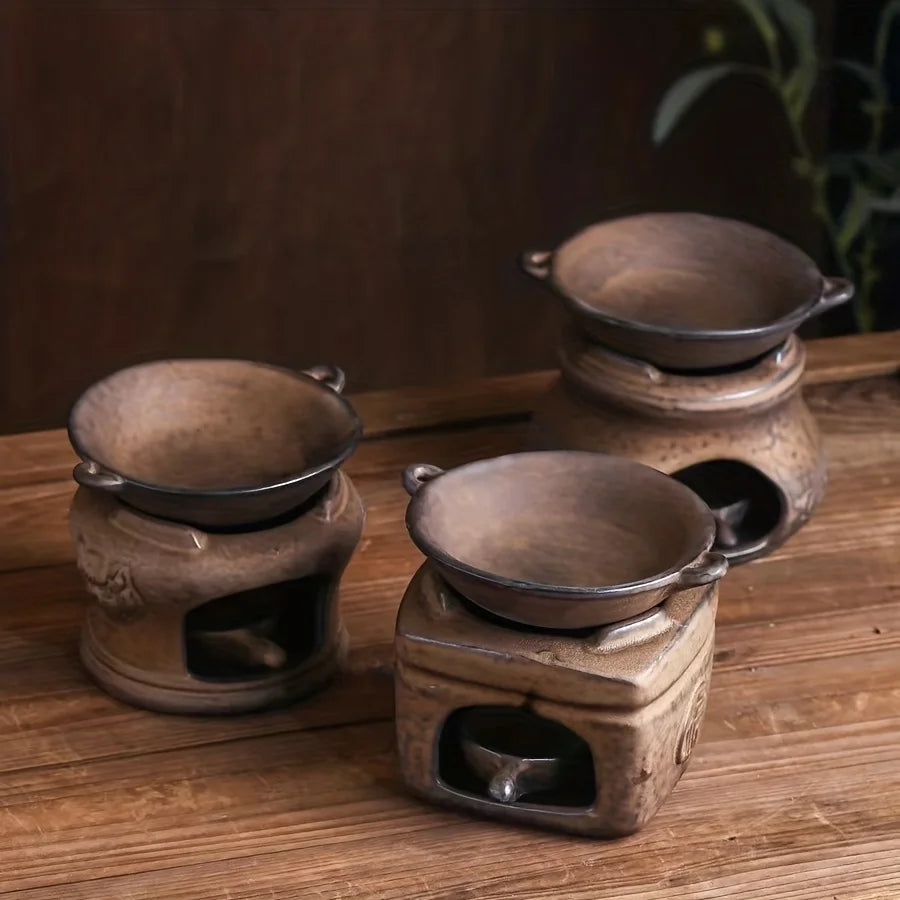 Zestaw do podgrzewania herbaty w stylu vintage - piecyk i czajnik