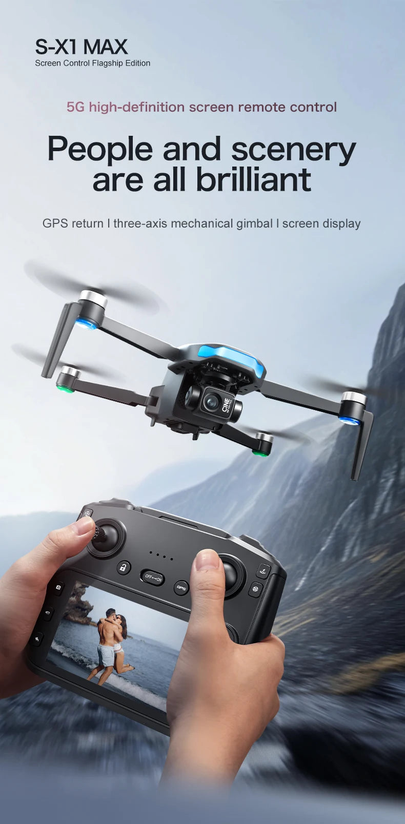 S-X1 MAX GPS Drone with 4K Camera & 3-axis Gimbal | Max Flight