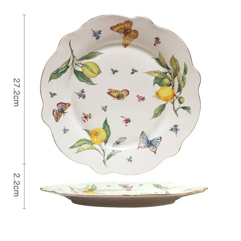 Elegant Lemon Ceramic Dining Set & Coffee Cups - Premium Dinnerware