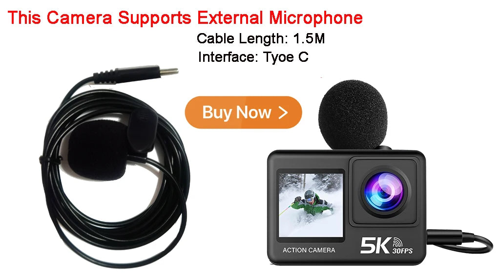 Kamera sportowa sony imx576 5k 4k60fps wodoodporna 48mp z wi-fi
