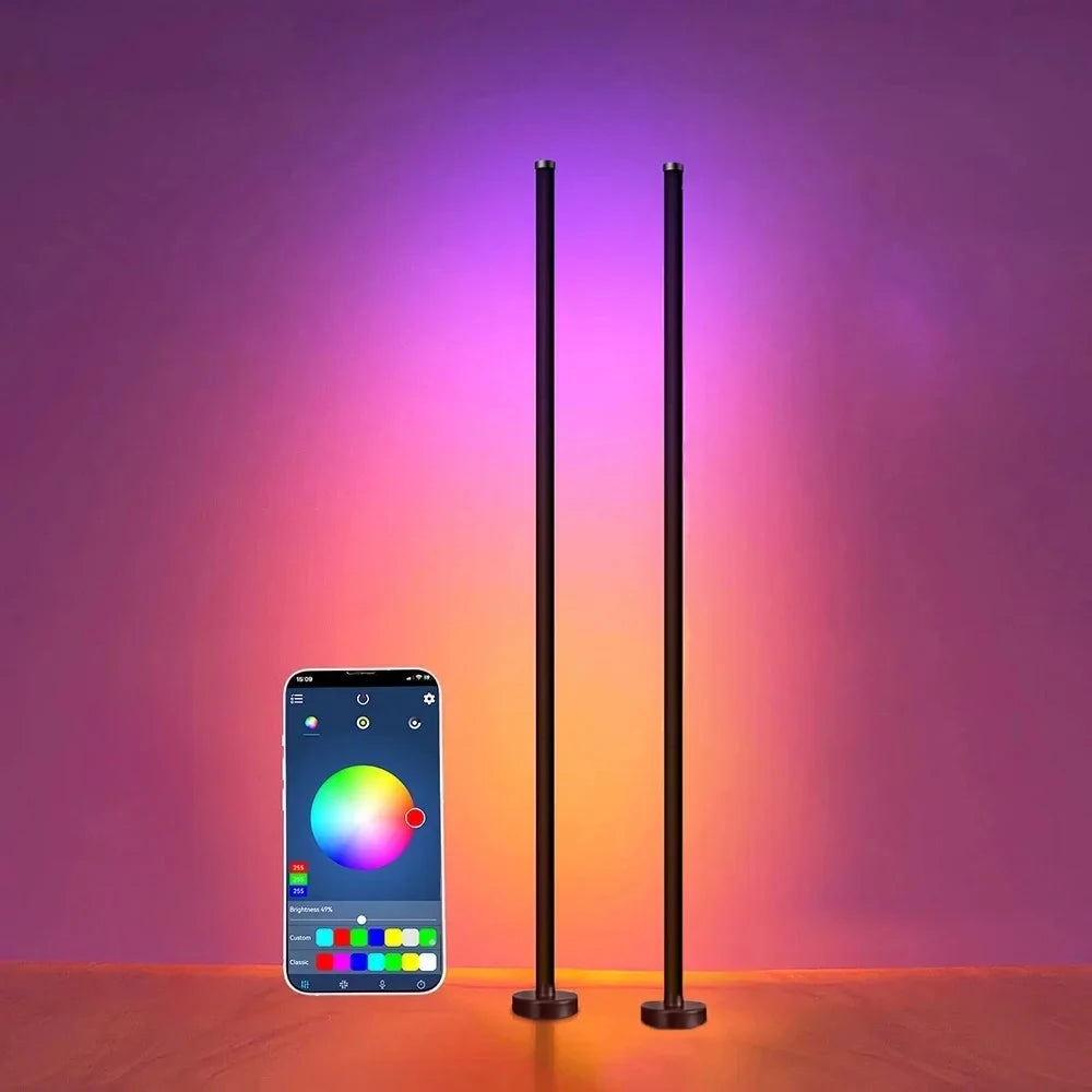 Smart RGB LED Corner Floor Lamp | App & Remote Control | Music Sync Gaming Light