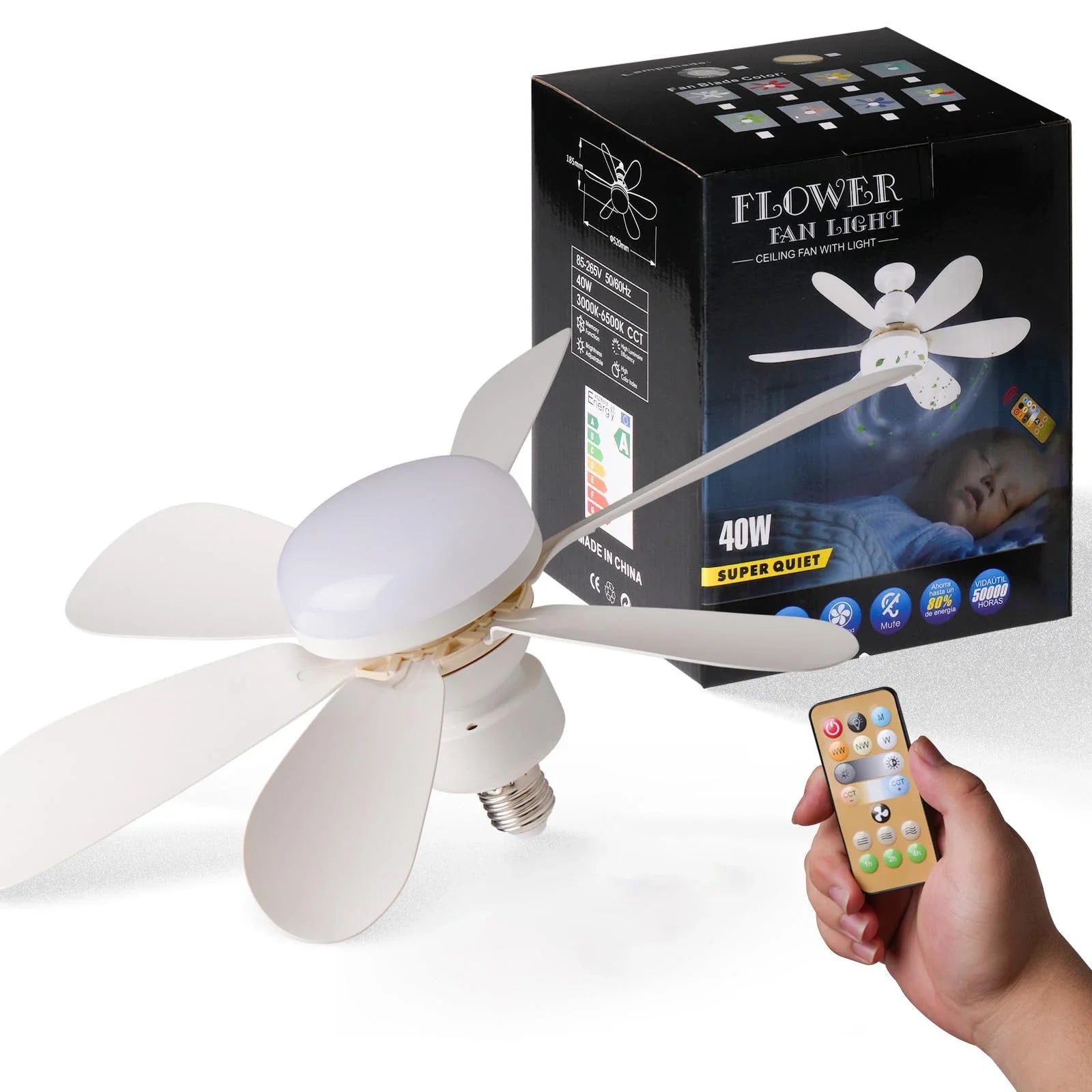 Wentylator sufitowy led vabena 40w e27 ze zdalnym ściemnianiem