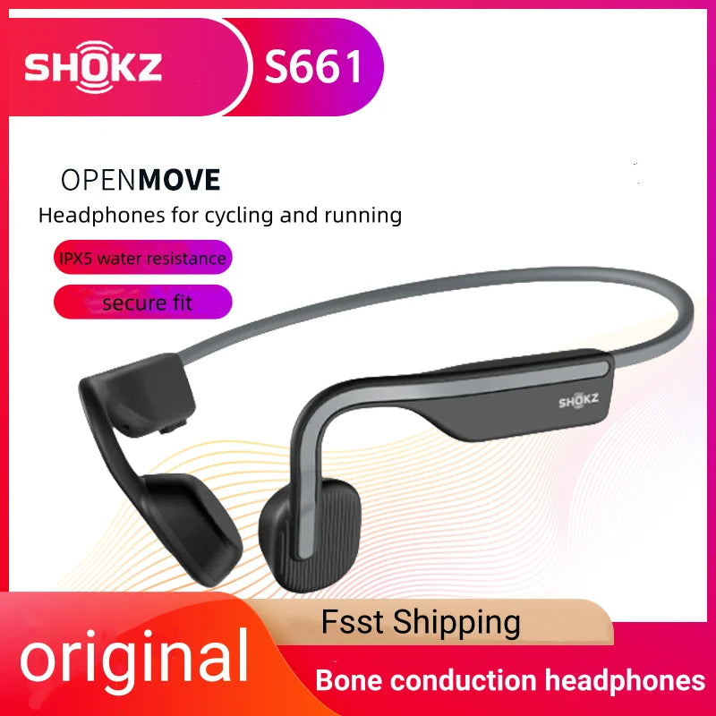 Słuchawki sportowe shokz openmove s661 z przewodnictwem kostnym - bezprzewodowy zestaw ip55