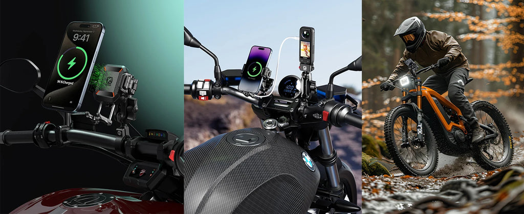 Uchwyt motocyklowy na telefon apex rush – ładowarka bezprzewodowa 15w i usb-c 36w