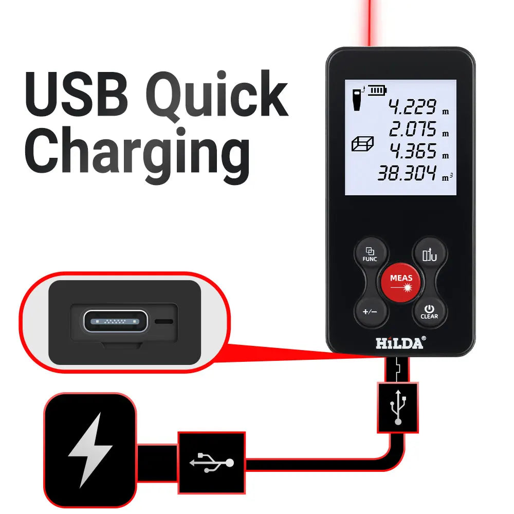 HILDA Laser Rangefinder | Digital Red/Green Light Distance Meter 50M-120M